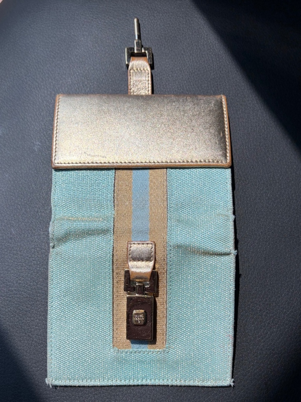 vintage Gucci Jackie Bifold Wallet, light blue/turquoise gold, piston hardware - Picture 4 of 7